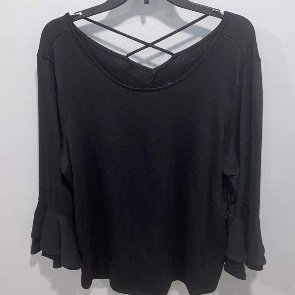 Bell sleeve black top Lane Bryant
